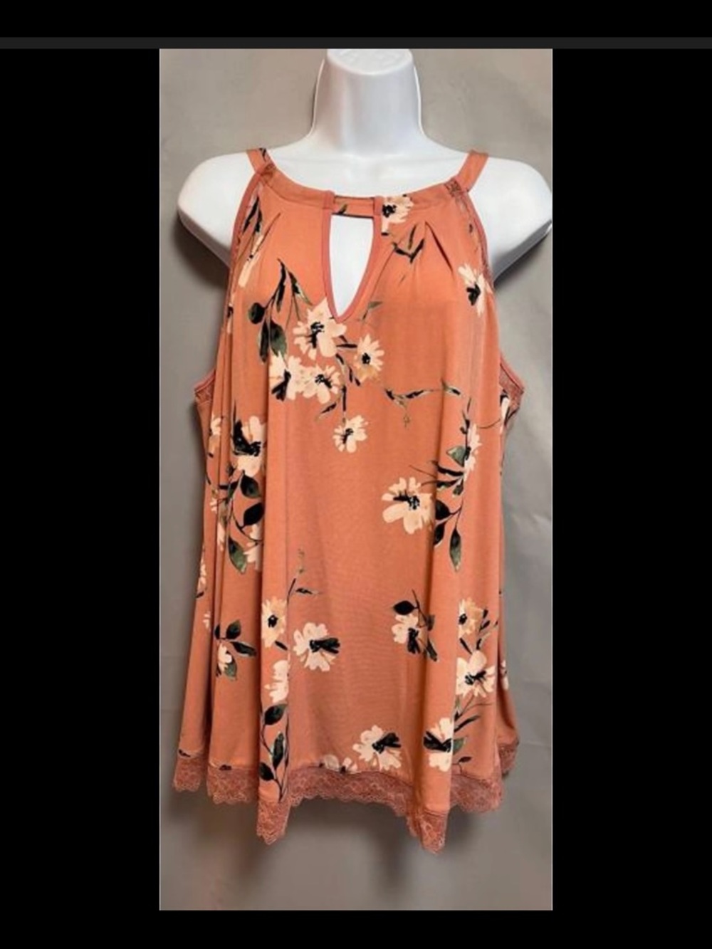 torrid Peach Floral Keyhole Maxi Dress with Lace Hem